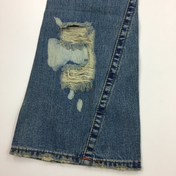 NWT TRUE RELIGION Bleach Distressed Flare Leg 5 Pocket Logo Hardware Jeans - Picture 15 of 15